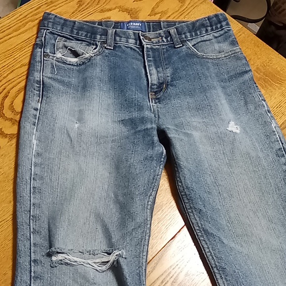OLD NAVY Womens Jeans 16 BLUE Pants PREOWNED Loose Boot Cut Distressed Bootcut - Picture 2 of 9